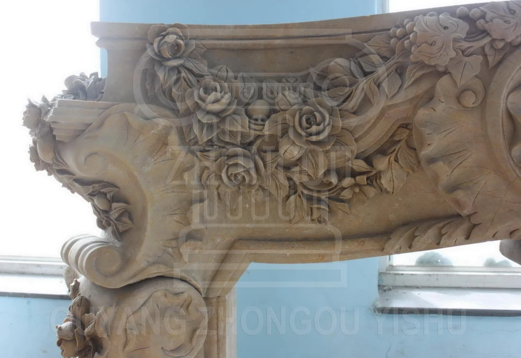 Marble Stone Fireplace Mantel Piece Carved Floral