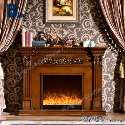 Manto de chimenea eléctrica marrón independiente decorativo para el hogar moderno de estilo americano